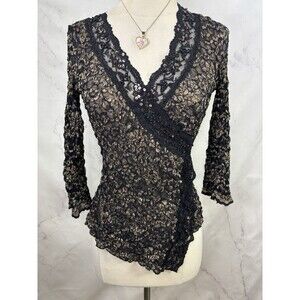 Vintage y2k Ann Ferriday Lace Babydoll Wrap Blouse Swancore Top Whimsigoth OS